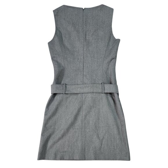 Gianni Bini Wool Blend Gray Sleeveless Belted Dress Preppy Secretary Retro Look - Picture 3 of 9
